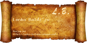Lenko Balázs névjegykártya